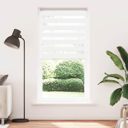 Zebragardin - hvid 100×200 cm, stofbredde 95,9 cm, polyester