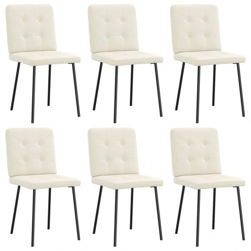 Spisebordsstole 6 stk. fløjl cremefarvet