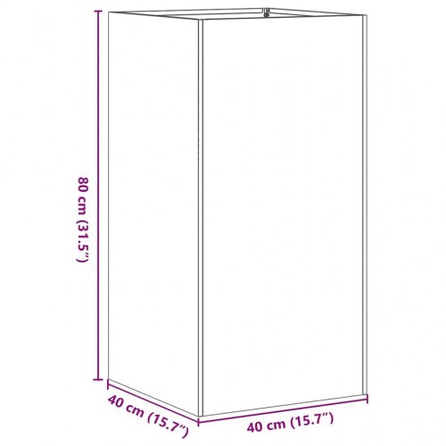 Plantekasse i cortenstål - rustfarvet 40×40×80 cm, åben bund
