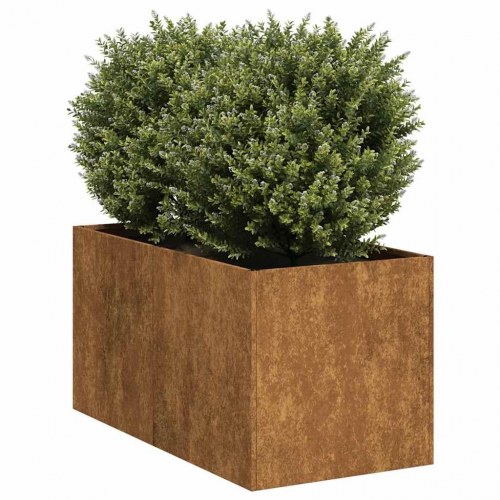 Plantekasse i cortenstål - rustfarvet 40 × 80 × 40 cm, åben bund