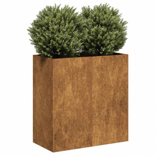 Plantekasse i cortenstål - rustfarvet 80×40×80 cm med åben bund
