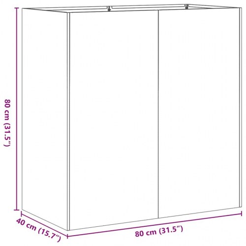 Plantekasse i cortenstål - rustfarvet 80×40×80 cm med åben bund