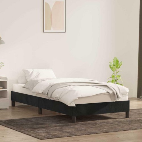 Sengeramme i fløjl - 80x210 cm, sort, med lamelbund