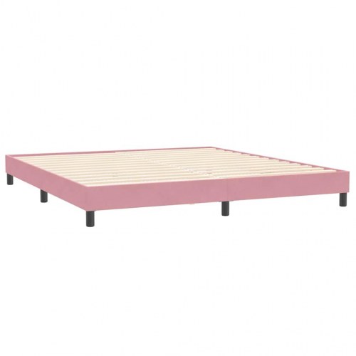 Sengeramme i fløjl - 200 × 210 cm, lyserød (uden madras)