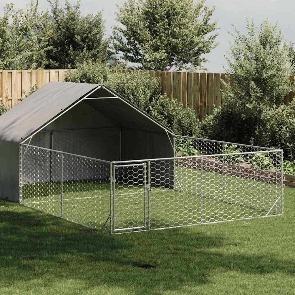 Udendørs hundegård med løbegård 6x3x1,9 m Galvaniseret stål