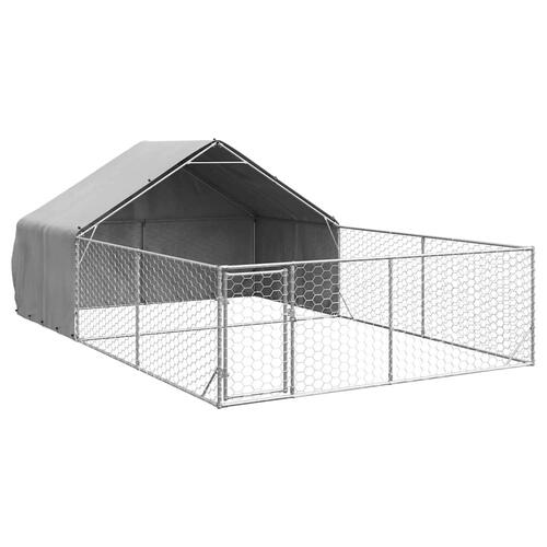 Udendørs hundegård med løbegård 6x3x1,9 m Galvaniseret stål