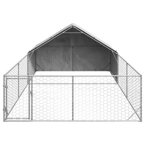 Udendørs hundegård med løbegård 6x3x1,9 m Galvaniseret stål