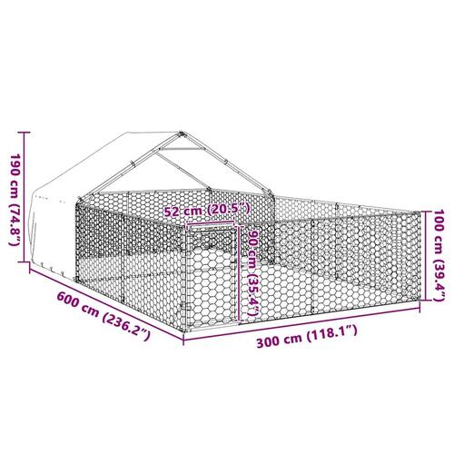 Udendørs hundegård med løbegård 6x3x1,9 m Galvaniseret stål