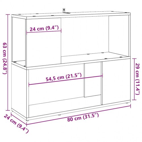 Bogreol/rumdeler 80×24×63 cm - kunsteg