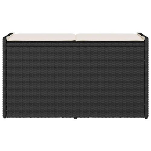 Udendørs opbevaringsbænk med hynde 100 cm polyrattan sort