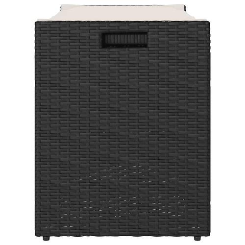 Udendørs opbevaringsbænk med hynde 100 cm polyrattan sort