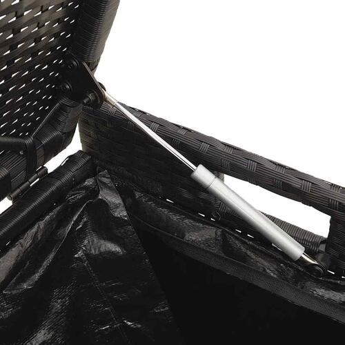 Udendørs opbevaringsbænk med hynde 100 cm polyrattan sort