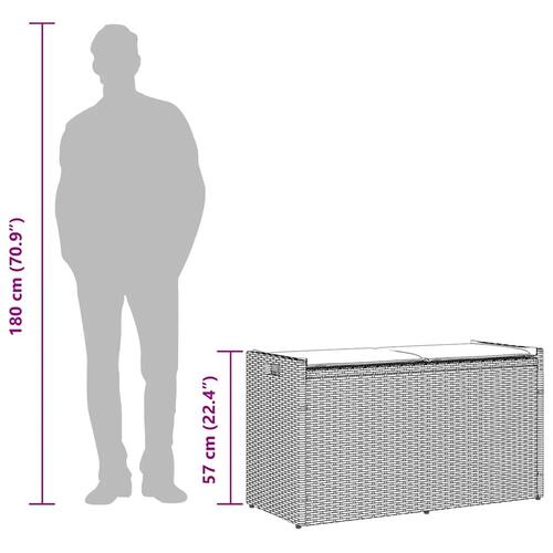 Udendørs opbevaringsbænk med hynde 100 cm polyrattan sort