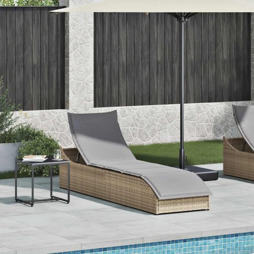 Sammenklappelig solseng i polyrattan med hynde og opbevaring - beige