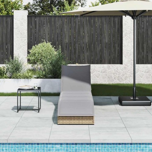 Sammenklappelig solseng i polyrattan med hynde og opbevaring - beige
