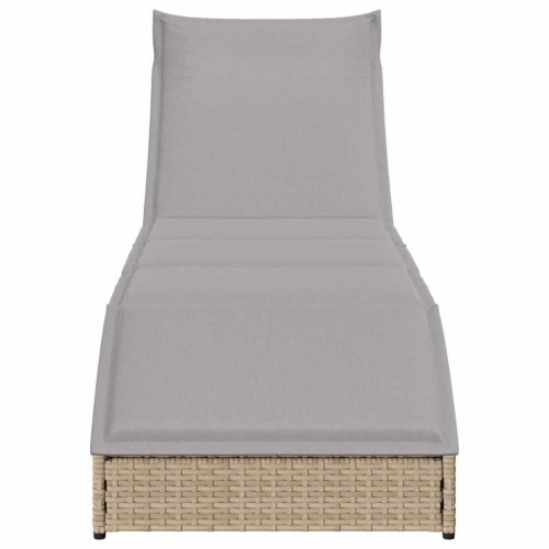Sammenklappelig solseng i polyrattan med hynde og opbevaring - beige