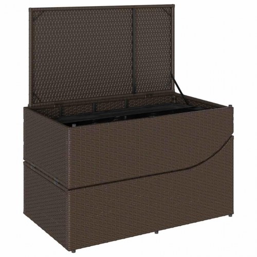 Sammenklappelig solseng med hynde og opbevaring - polyrattan, brun