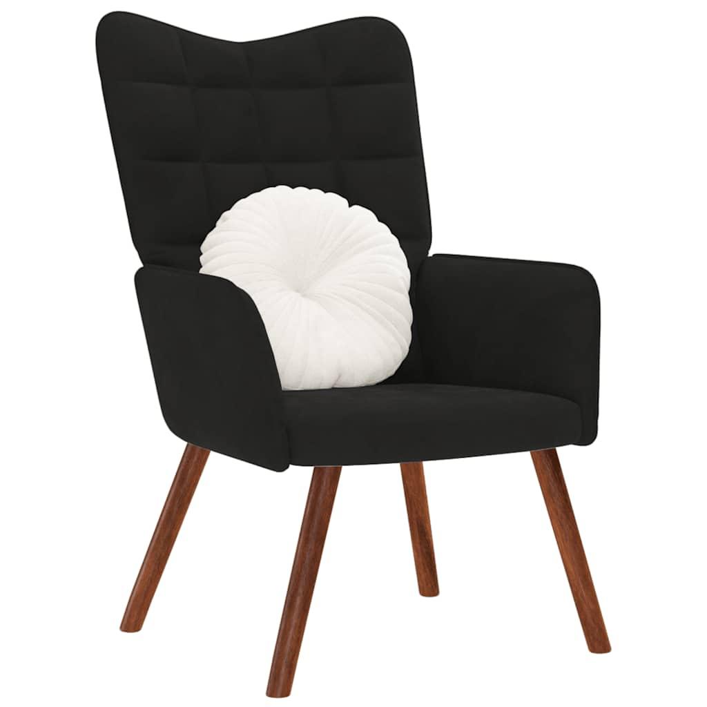 Lænestol Fløjl - Sort / without stool