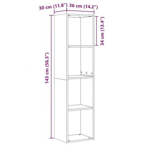 Bogreol / tv-bord 36 × 30 × 143 cm i konstrueret træ - kunsteg