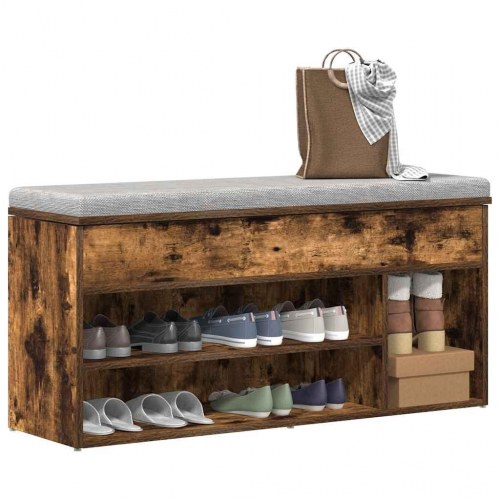 Skobænk 102×30,5×45 cm - konstrueret træ, røget egetræsfarve