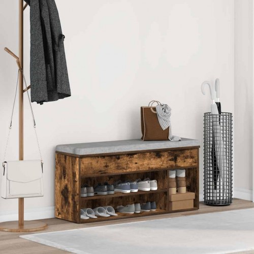 Skobænk 102×30,5×45 cm - konstrueret træ, røget egetræsfarve