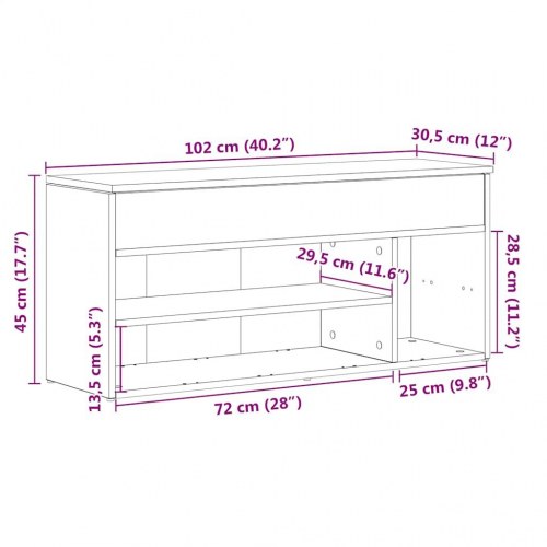 Skobænk 102×30,5×45 cm - konstrueret træ, røget egetræsfarve