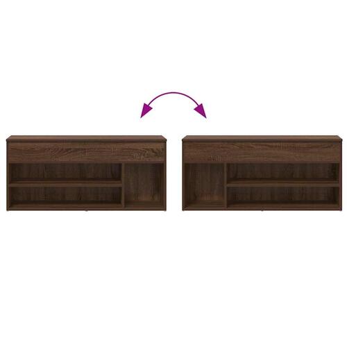 Skobænk 102x30,5x45 cm konstrueret træ brun egetræsfarve