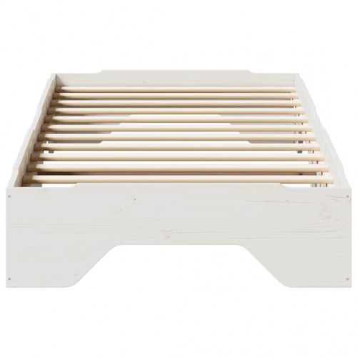 Stabelbar sengeramme 75×190 cm i massivt fyrretræ - hvid