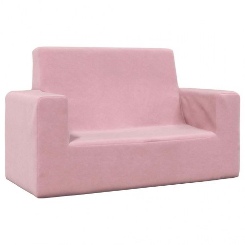 2-personers sofa til børn blødt plys pink