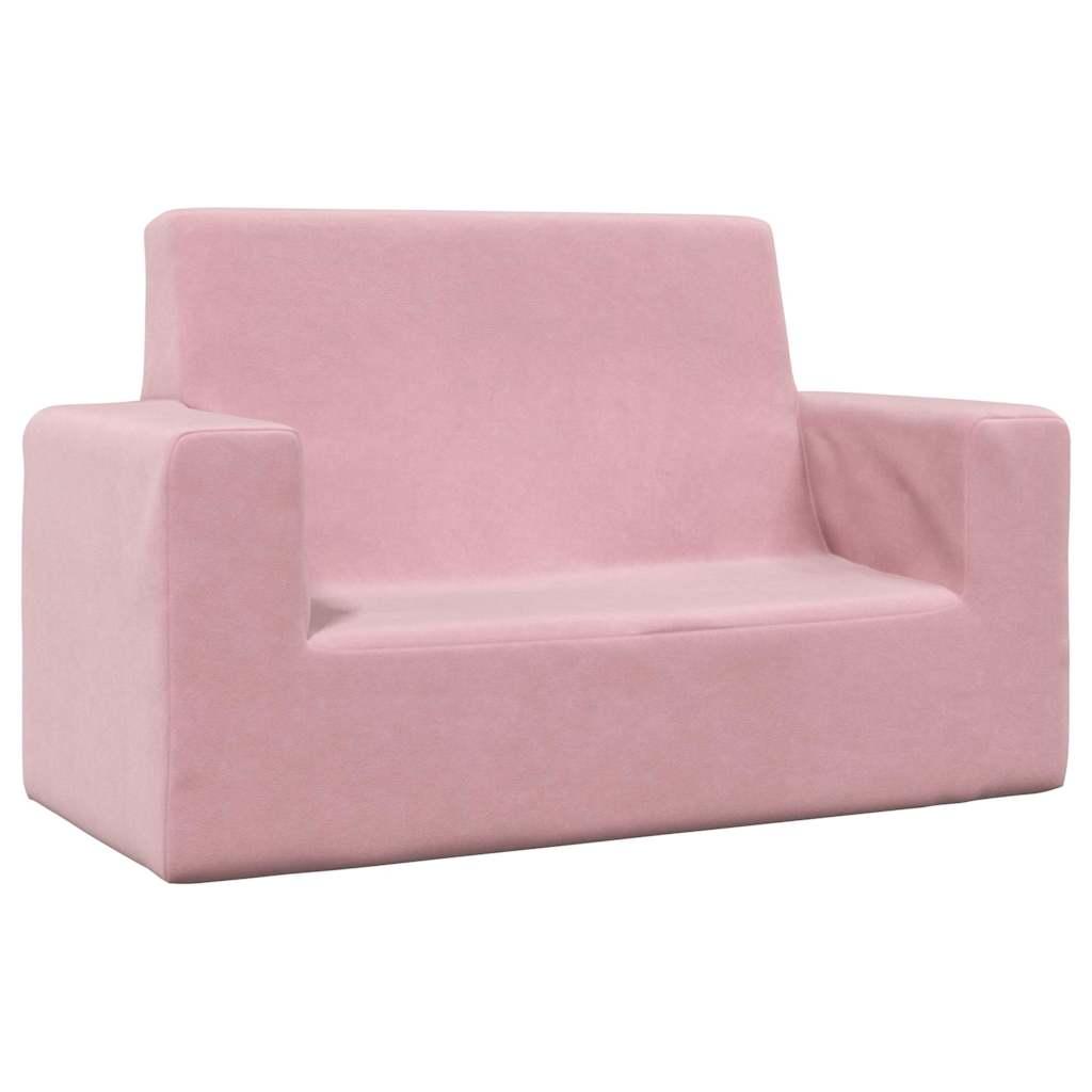 2-personers sofa til børn blødt plys pink