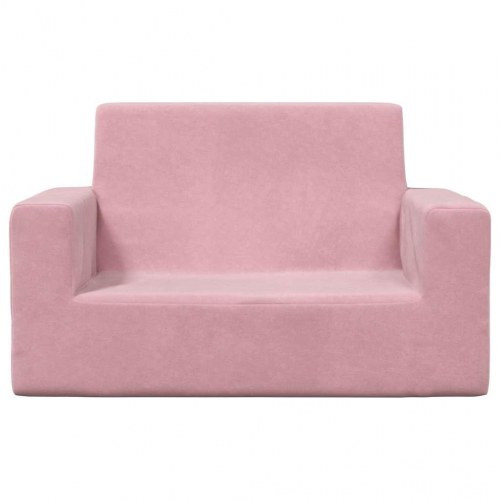 2-personers sofa til børn blødt plys pink