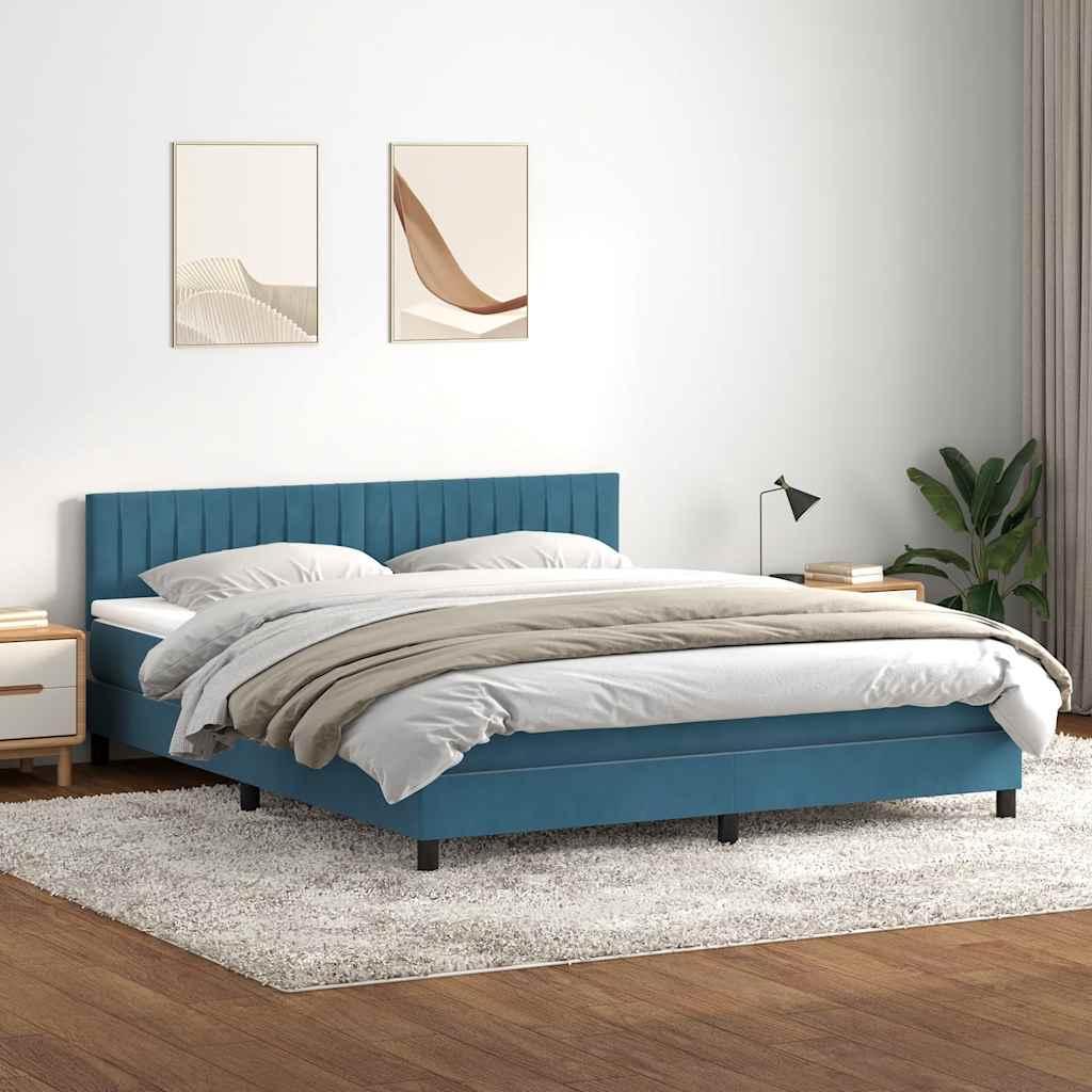 Kontinentalseng med madras 180x210 cm fløjl mørkeblå
