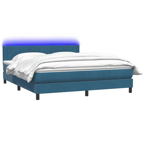 Kontinentalseng med madras 180x210 cm fløjl mørkeblå