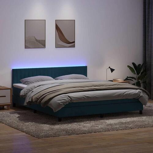 Kontinentalseng med madras 180x210 cm fløjl mørkeblå