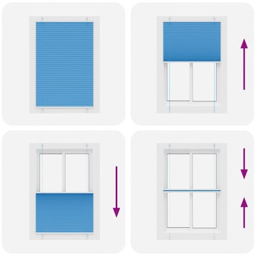 Plisségardin Blå 100x100 cm Stofbredde 99,4 cm Polyester