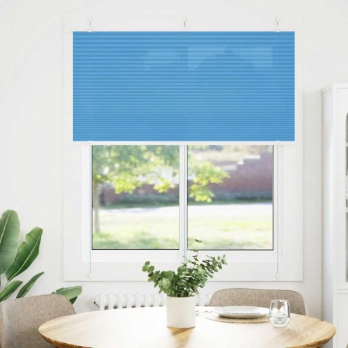 Plisségardin - blå 115×100 cm, stofbredde 114,4 cm, polyester