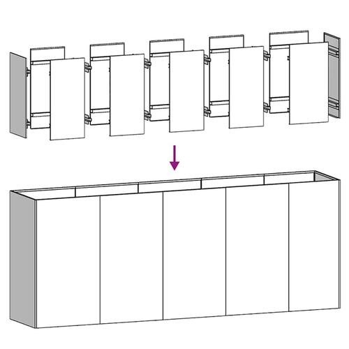 Plantekasse hvid 200x40x80 cm koldvalset stål