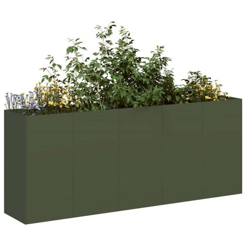 Plantekasse olivengrøn 200×40×80 cm i koldvalset stål