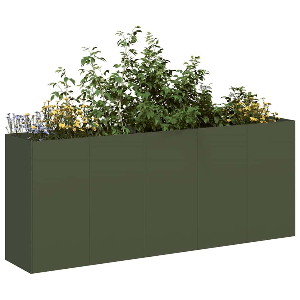 Plantekasse olivengrÃ¸n 200x40x80 cm koldvalset stÃ¥l