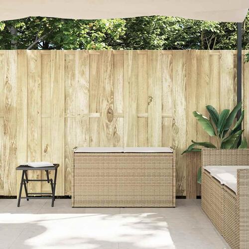 Udendørs opbevaringsbænk med hynde 100 cm polyrattan beige