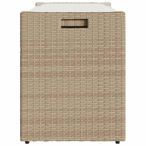 Udendørs opbevaringsbænk med hynde 100 cm polyrattan beige
