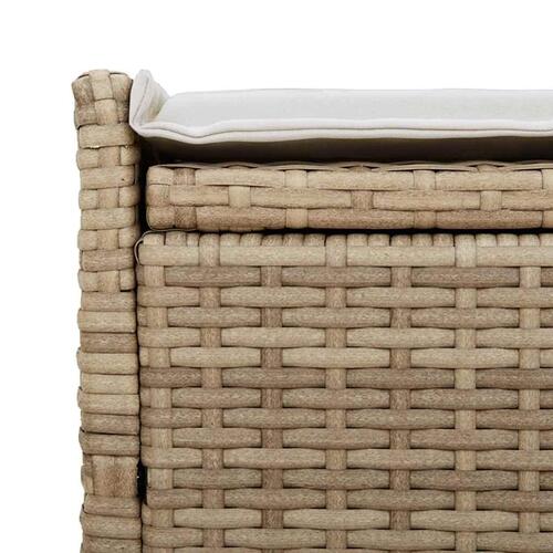 Udendørs opbevaringsbænk med hynde 100 cm polyrattan beige