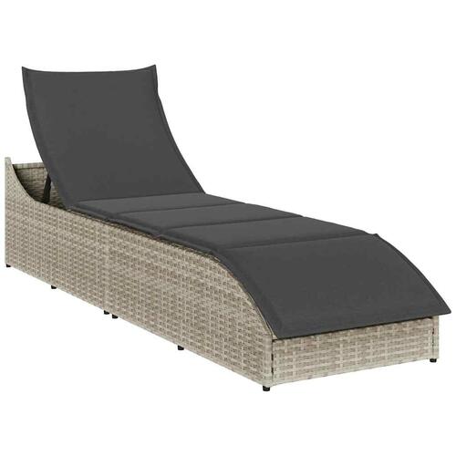 Sammenklappelig solseng med hynde og opbevaring polyrattan