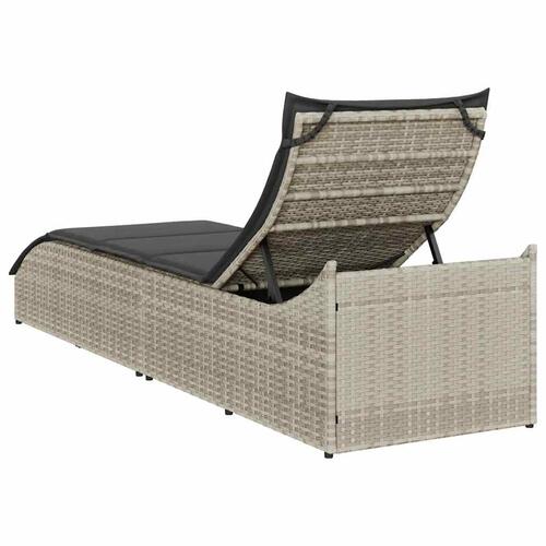 Sammenklappelig solseng med hynde og opbevaring polyrattan