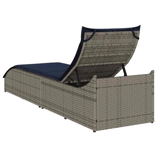 Sammenklappelig solseng med hynde og opbevaring polyrattan grå