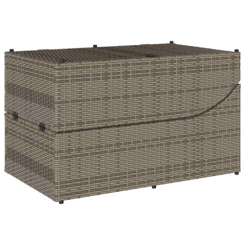 Sammenklappelig solseng med hynde og opbevaring polyrattan grå