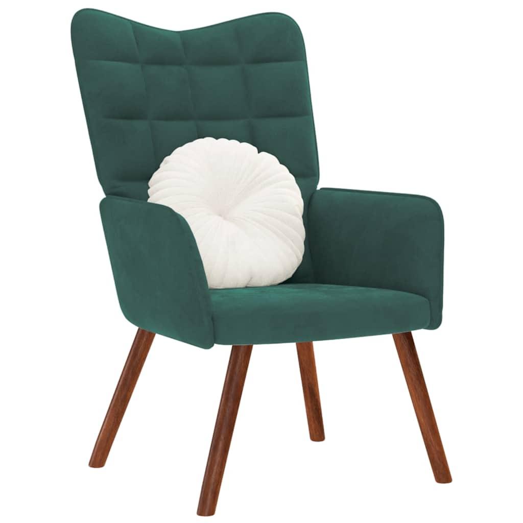 Lænestol Fløjl - Mørkegrøn / without stool