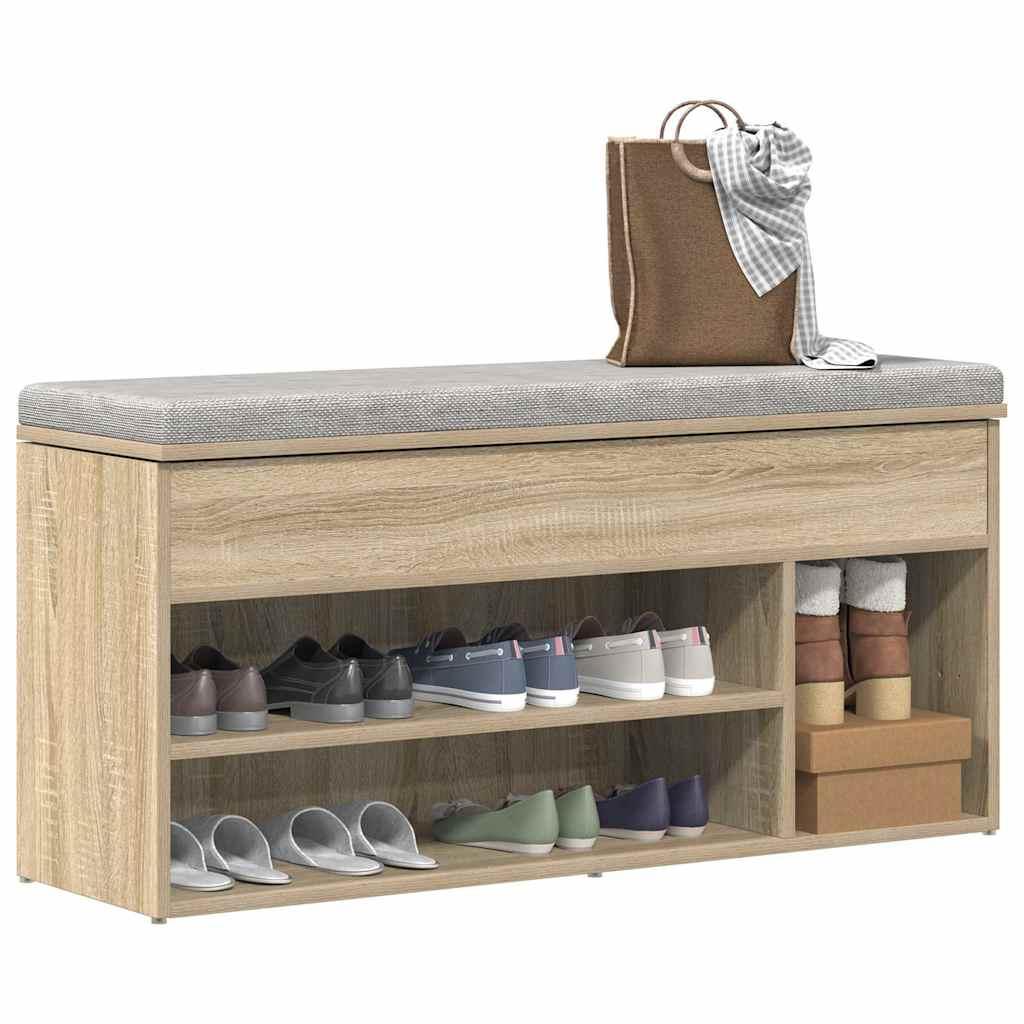 Skobænk 102x30,5x45 cm konstrueret træ sonoma-eg