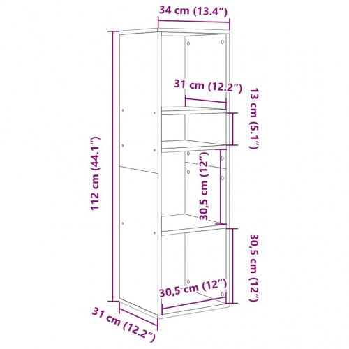 Bogreol 34 x 31 x 112 cm - hvid