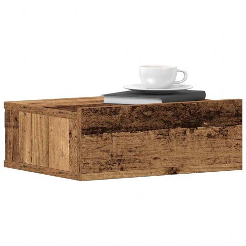 Svævende natborde - 2 stk. 40×32×15 cm i konstrueret træ, antikt træ